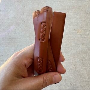 Vintage Brown Braided Leather Skinny Boho Belt Made in Italy Size L, 32”